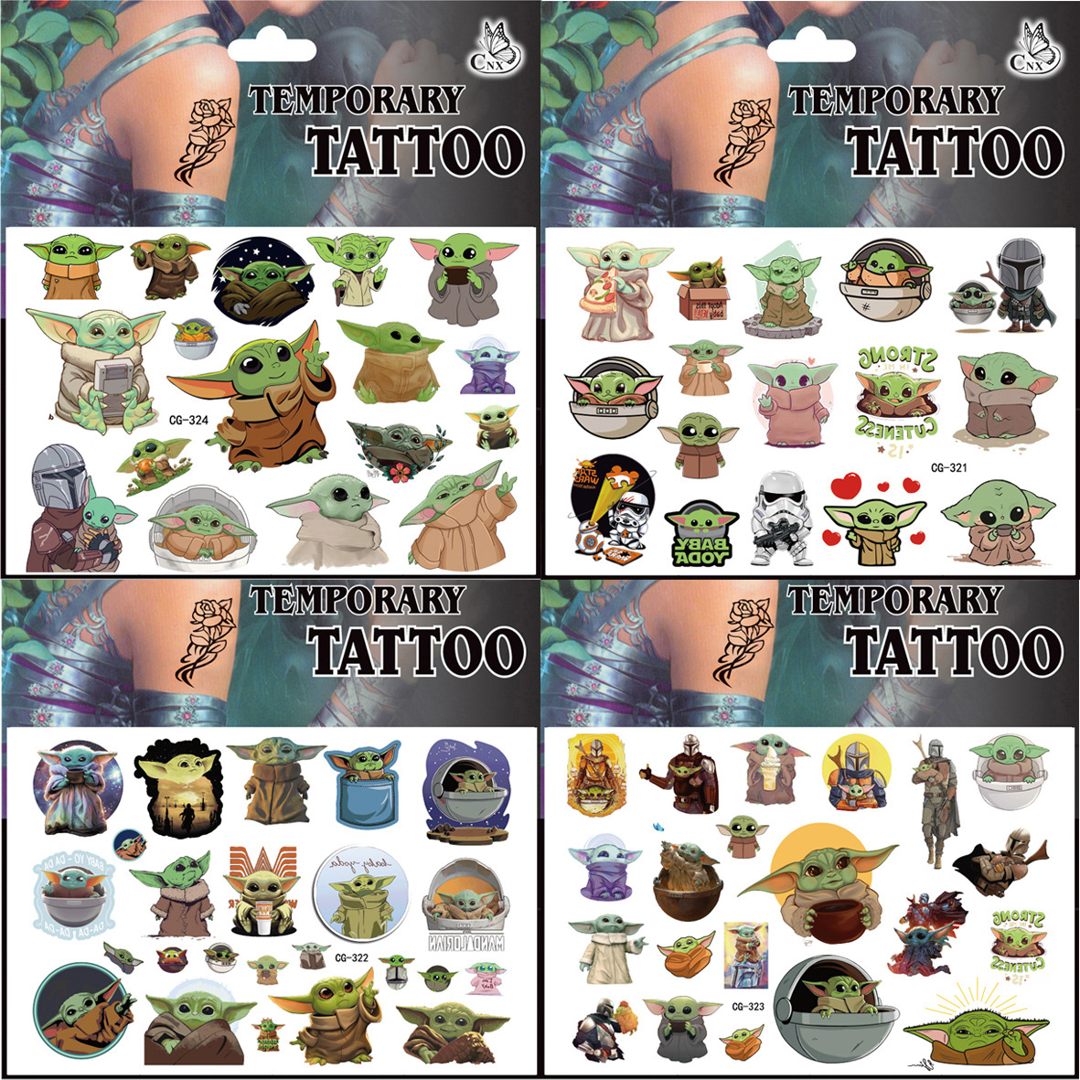 Baby Yoda Nursery Decor - Yoda Baby Tattoo Stickers Waterproof Cute