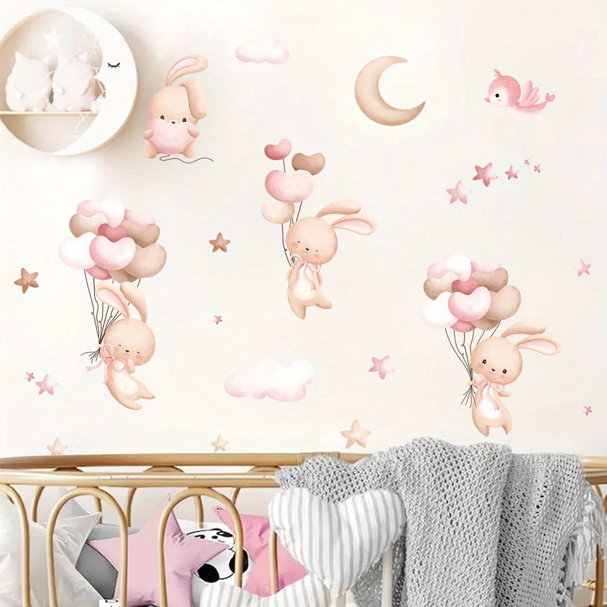 Baby Nursery Set Furniture - Cute Rabbit Balloon Wall Stickers for
