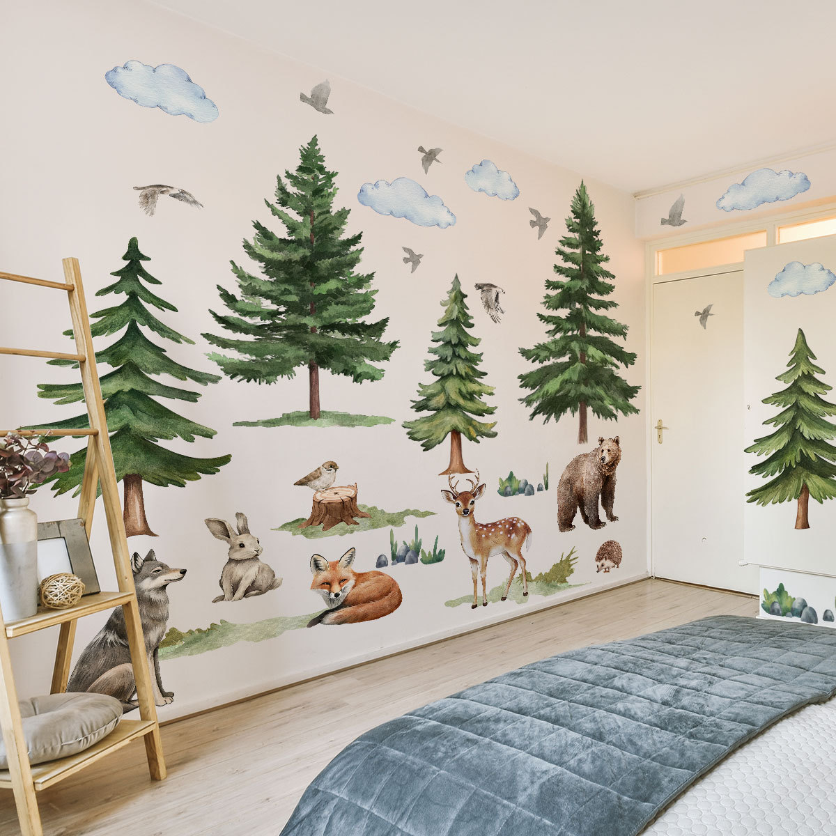 Baby Nursery Set Furniture - Cartoon Woodland Safari Wall Sticker DIY