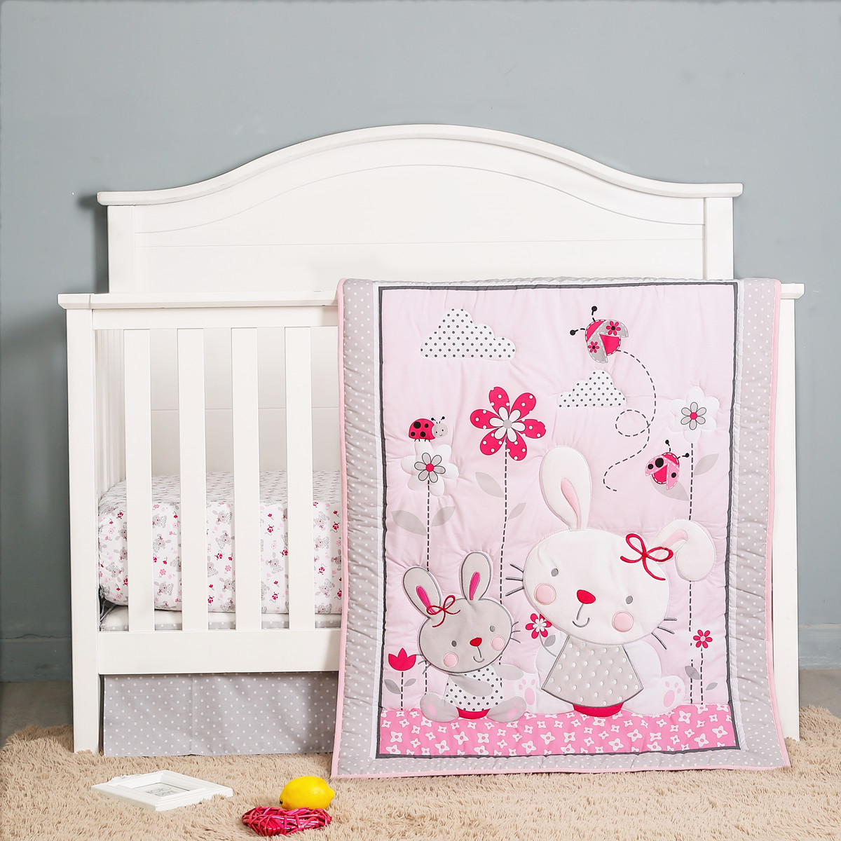 Baby Nursery Bedding Sets - 3Pcs NewBorn Baby Crib Bedding Set