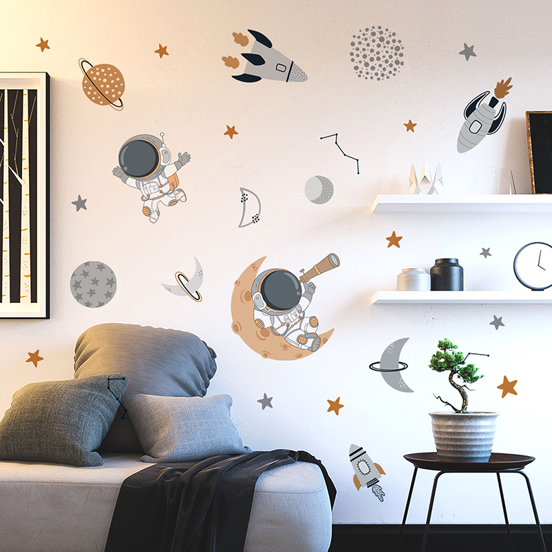 Baby Nursery Set Furniture - Cartoon Space Astronaut Planet Rocket Wall