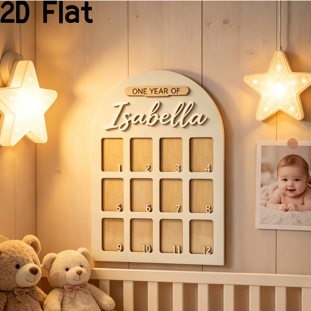 Baby Nursery Room - 1Pc Custom Photo Record Board Wooden