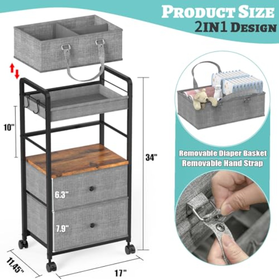 2IN1 Baby Diaper Caddy Organiz - огляд і ціна Baby Nursery Drawers
