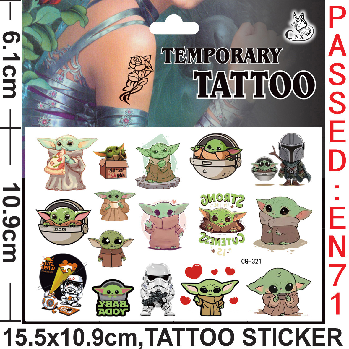 Yoda Baby Tattoo Stickers Wate - огляд і ціна Baby Yoda Nursery Decor