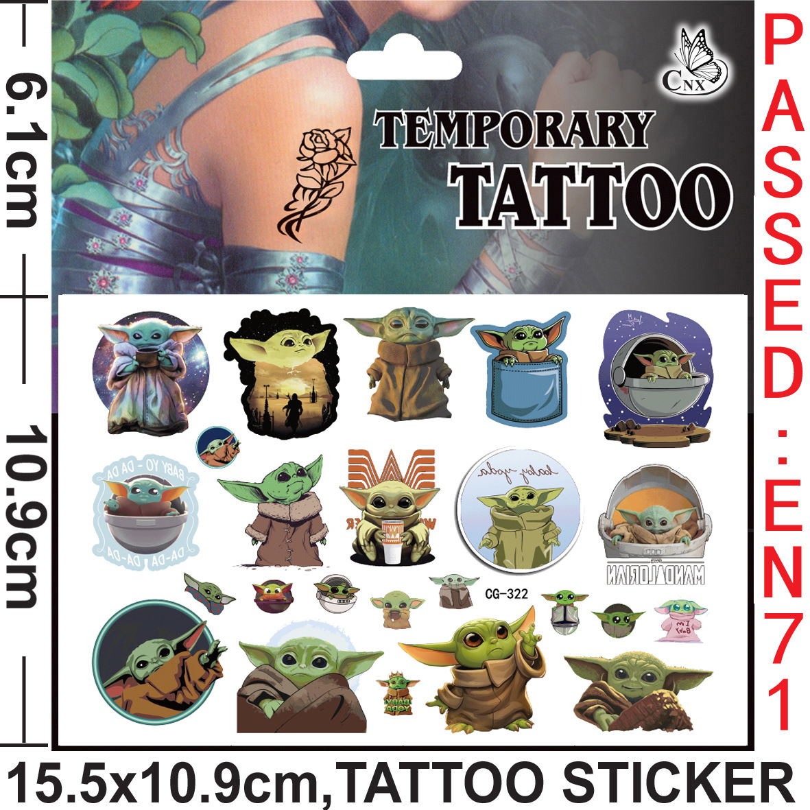 Yoda Baby Tattoo Stickers Wate - огляд і ціна Baby Yoda Nursery Decor