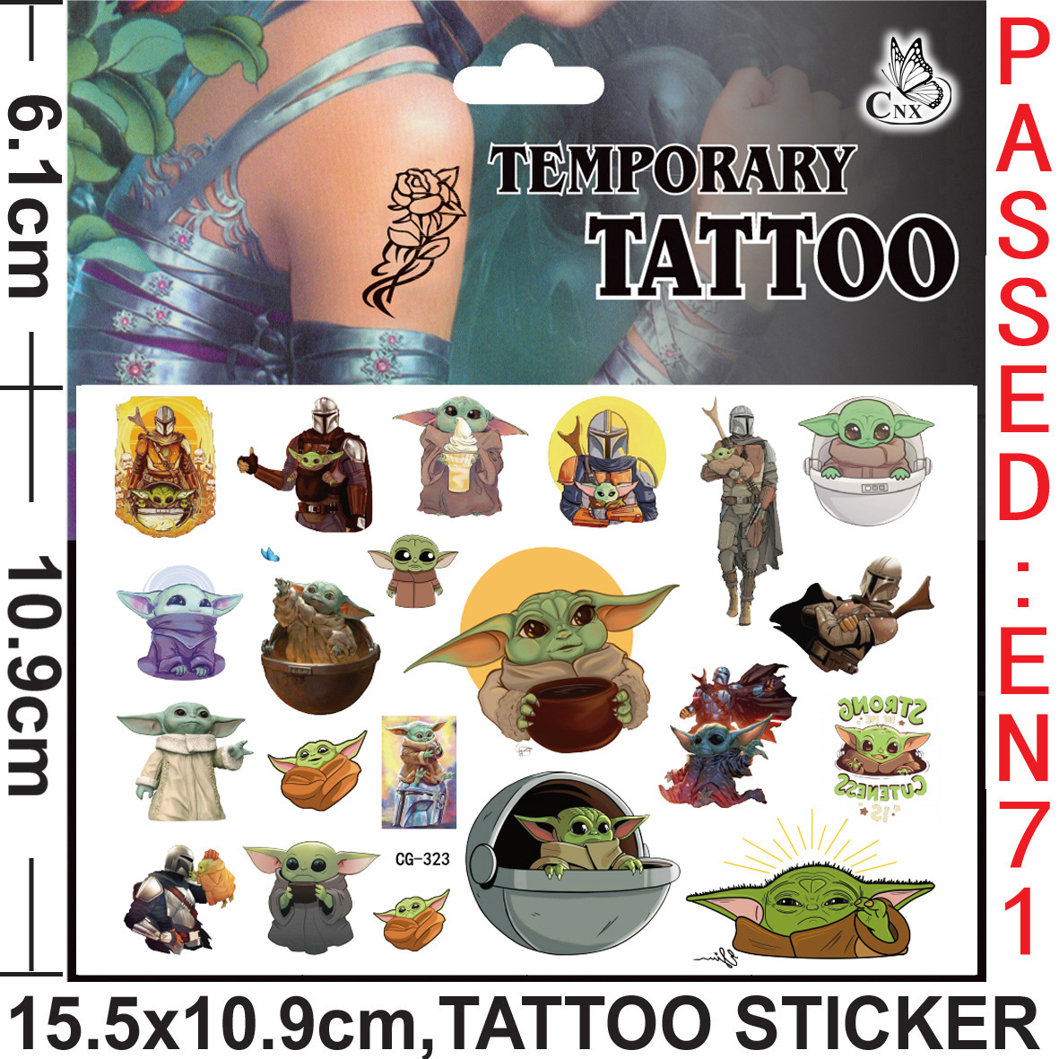 Yoda Baby Tattoo Stickers Wate - огляд і ціна Baby Yoda Nursery Decor