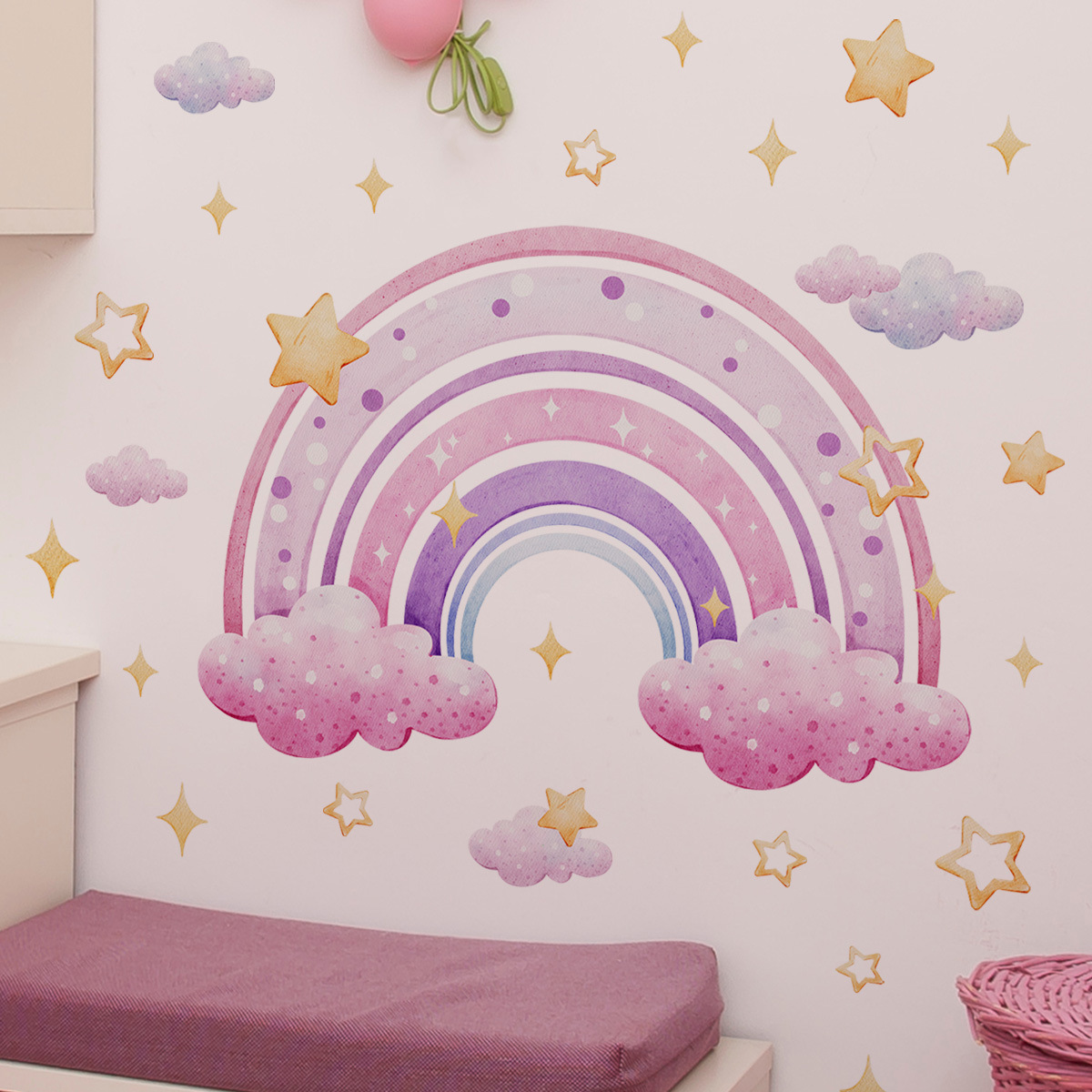 Colorful Rainbow Stars Cloud W - огляд і ціна Baby Nursery Wall Art