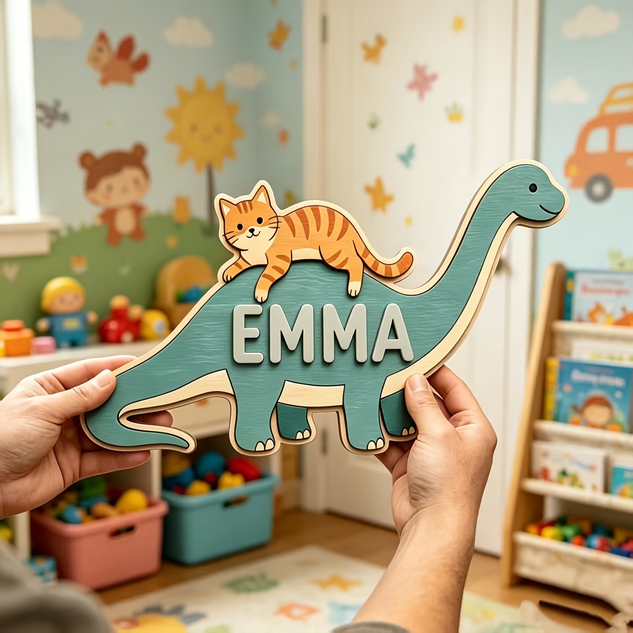 Personalized Cat Riding Dinosa - огляд і ціна Baby Nursery Room
