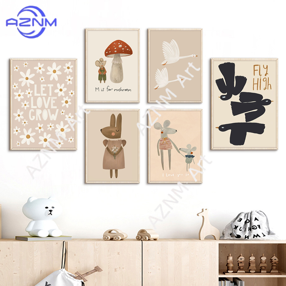 Boho Cartoon Rabbit Mouse Goos - огляд і ціна Baby Nursery Pictures