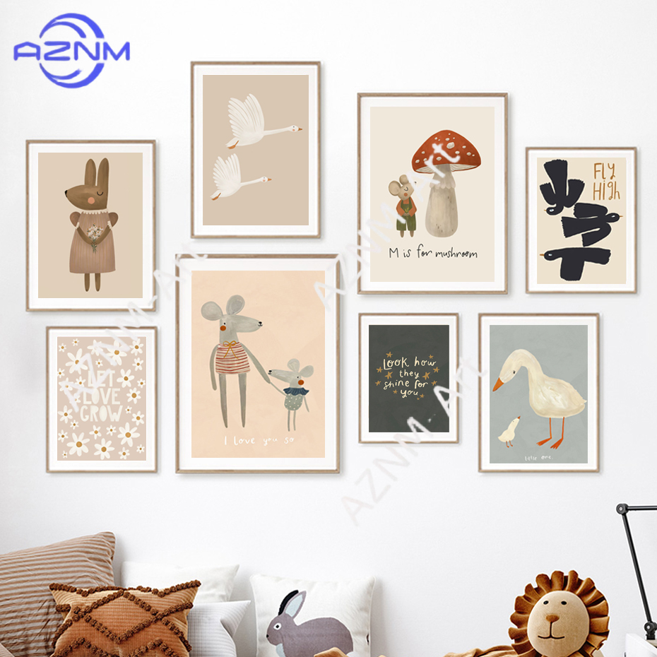 Boho Cartoon Rabbit Mouse Goos - огляд і ціна Baby Nursery Pictures