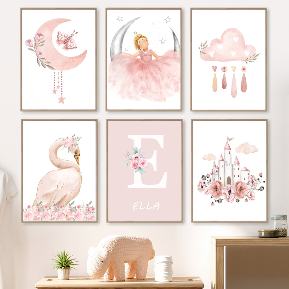 Pink Angel Girl Sun Moon Cloud - огляд і ціна Baby Nursery Pictures