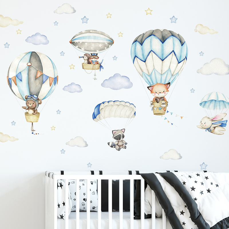 Cartoon Cute Animals Hot Air B - огляд і ціна Baby Nursery Animal Prints