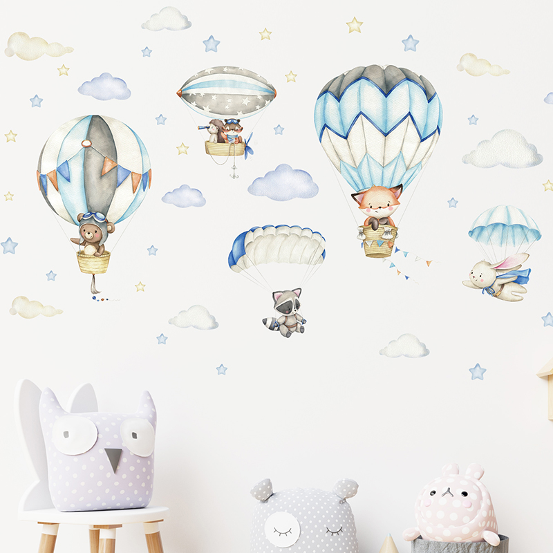 Cartoon Cute Animals Hot Air B - огляд і ціна Baby Nursery Animal Prints