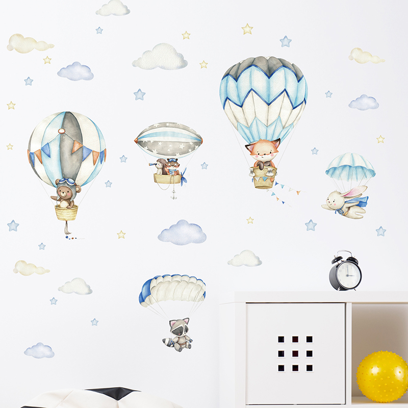 Cartoon Cute Animals Hot Air B - огляд і ціна Baby Nursery Animal Prints