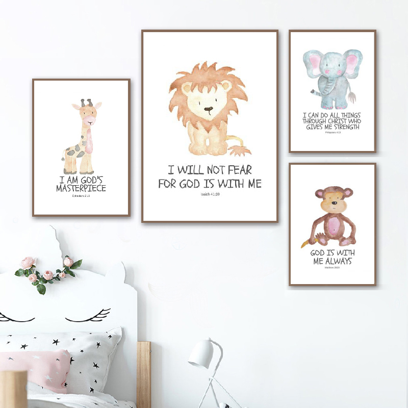 Bible Verse Animal Prints Wate - огляд і ціна Baby Nursery Animal Prints