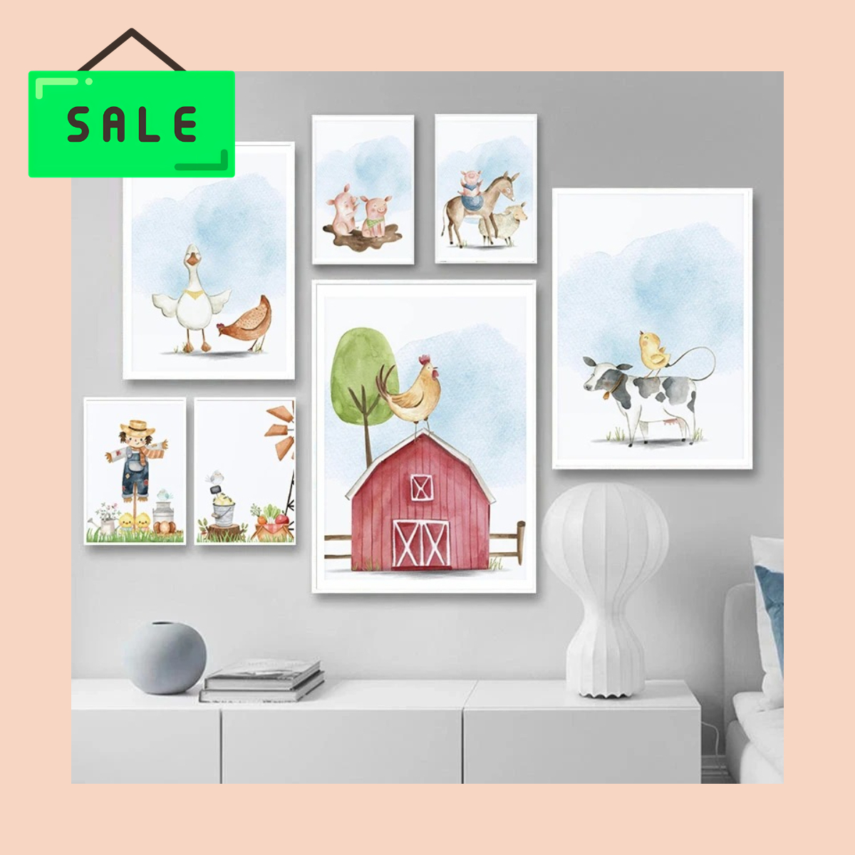Children Minimalist Cute Farm  - огляд і ціна Baby Nursery Animal Prints