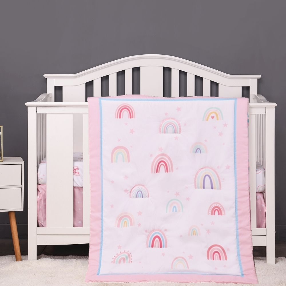 3Pcs Rainbow Baby Infant Crib  - огляд і ціна Baby Nursery Bedding Sets