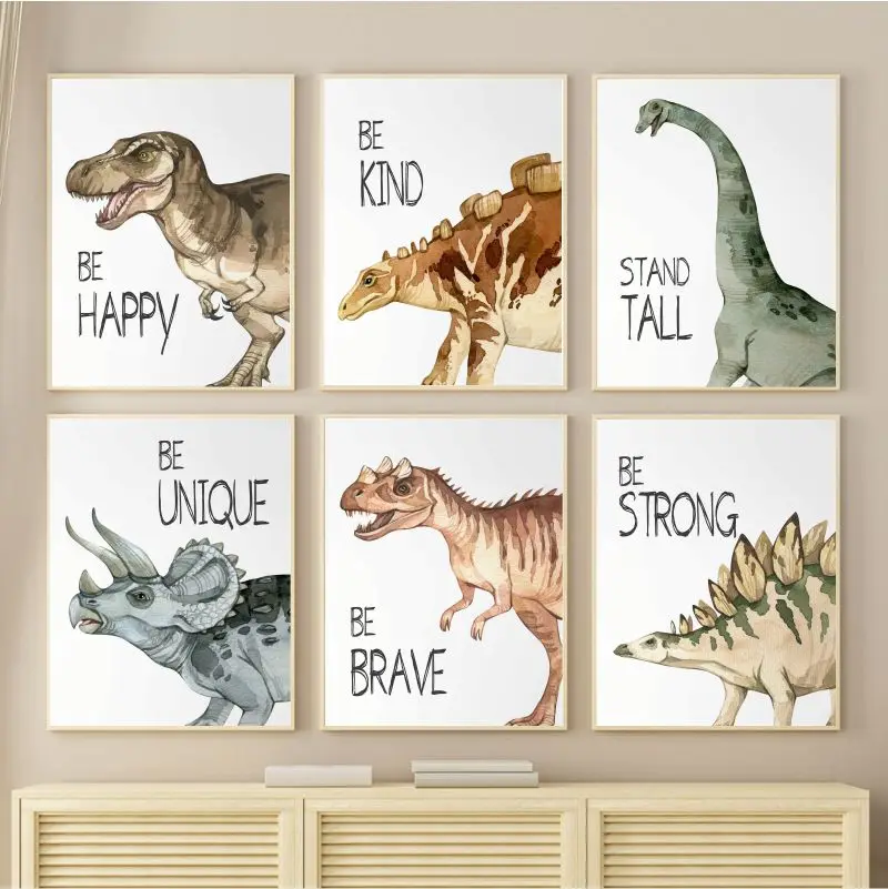 Watercolor Dinosaur Poster Nur - огляд і ціна Baby Nursery Animal Prints