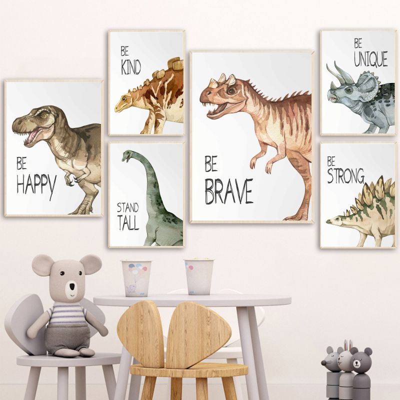 Watercolor Dinosaur Poster Nur - огляд і ціна Baby Nursery Animal Prints