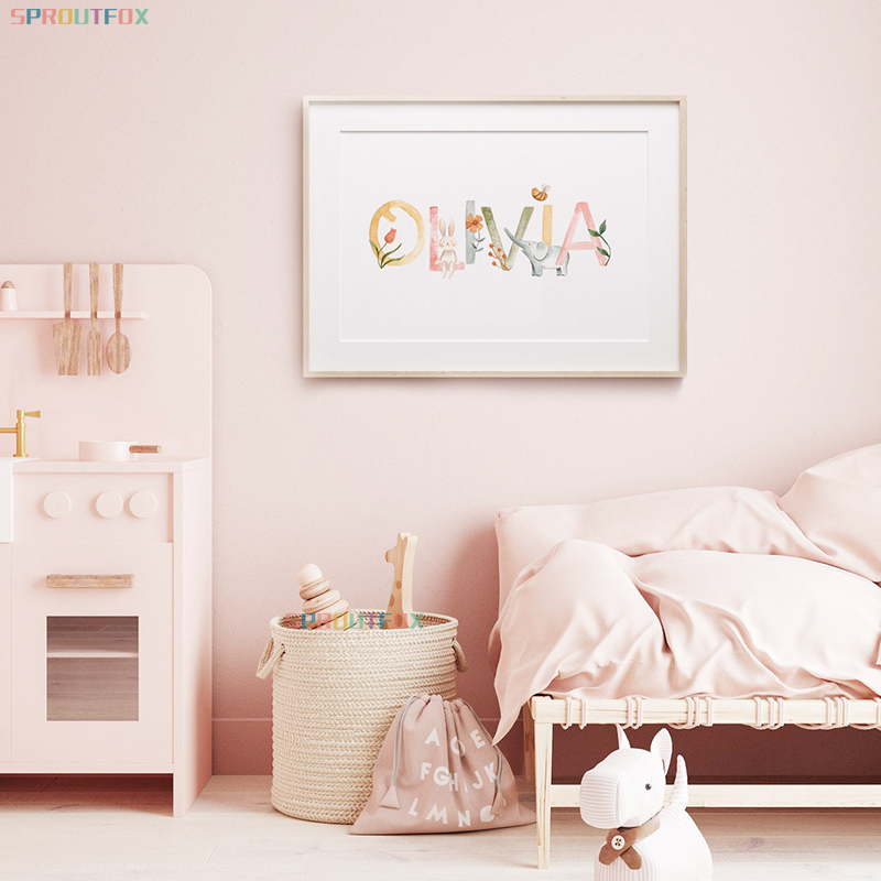 Nursery Canvas Painting Name C - огляд і ціна Baby Nursery Animal Prints