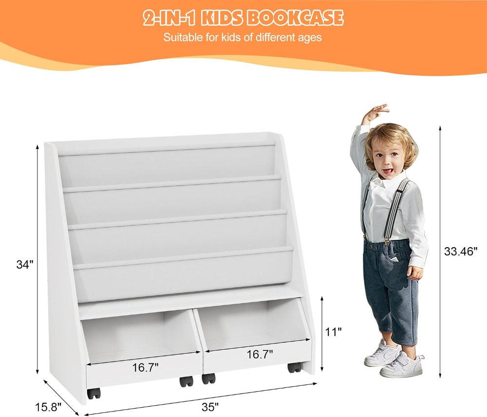 Kids Bookshelf with Two Movabl - огляд і ціна Baby Nursery Drawers