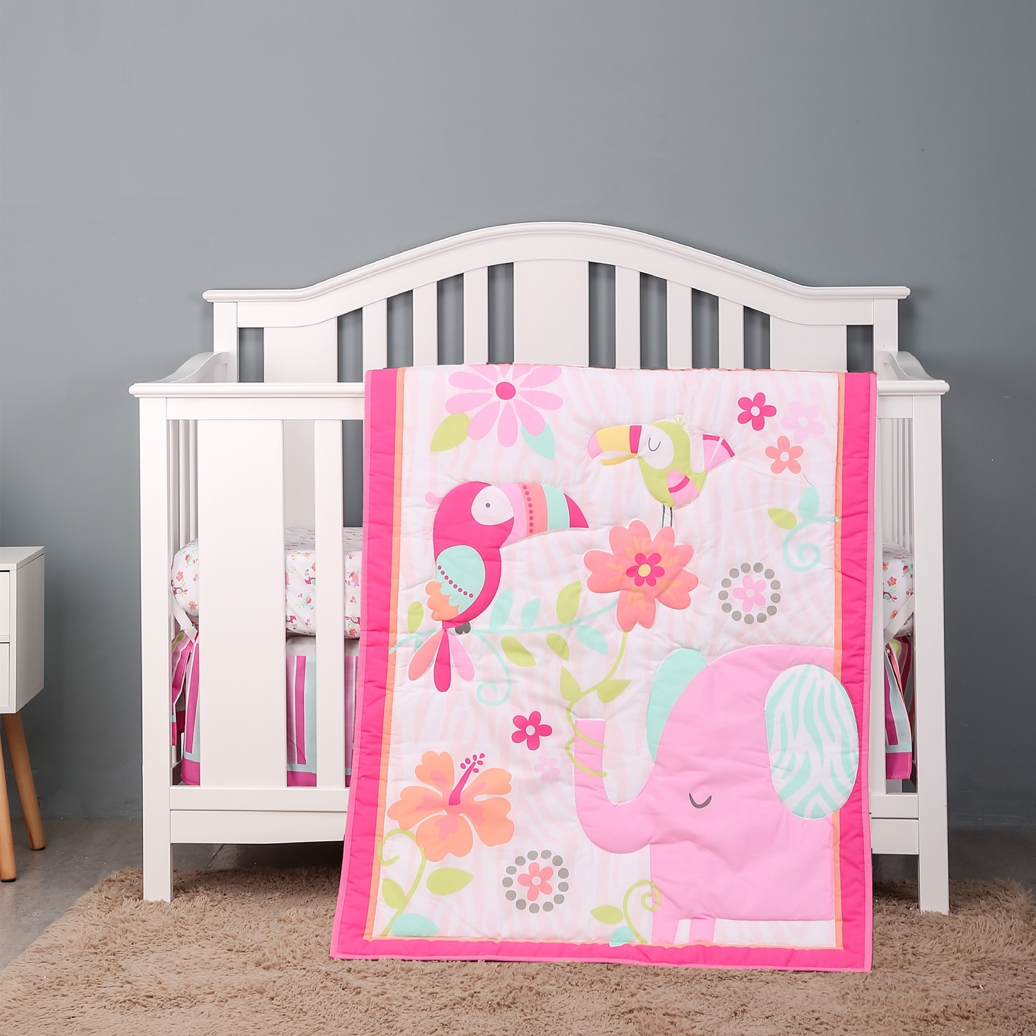 Pink Elephant Cot Baby Bedding - огляд і ціна Baby Nursery Bedding Sets