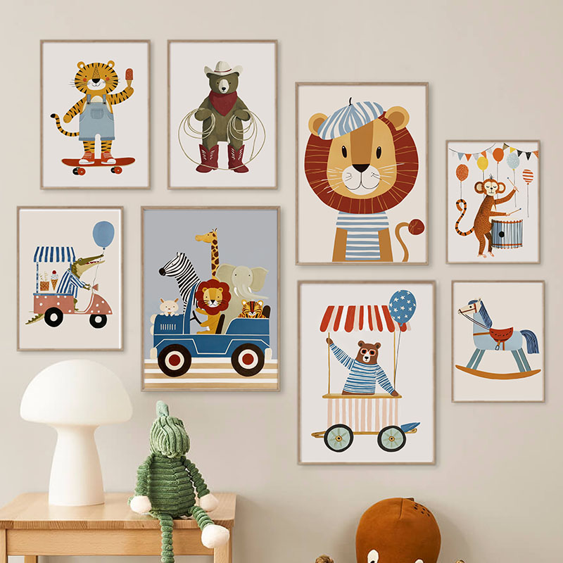 Funny Cartoon Animal Car Ballo - огляд і ціна Baby Nursery Animal Prints