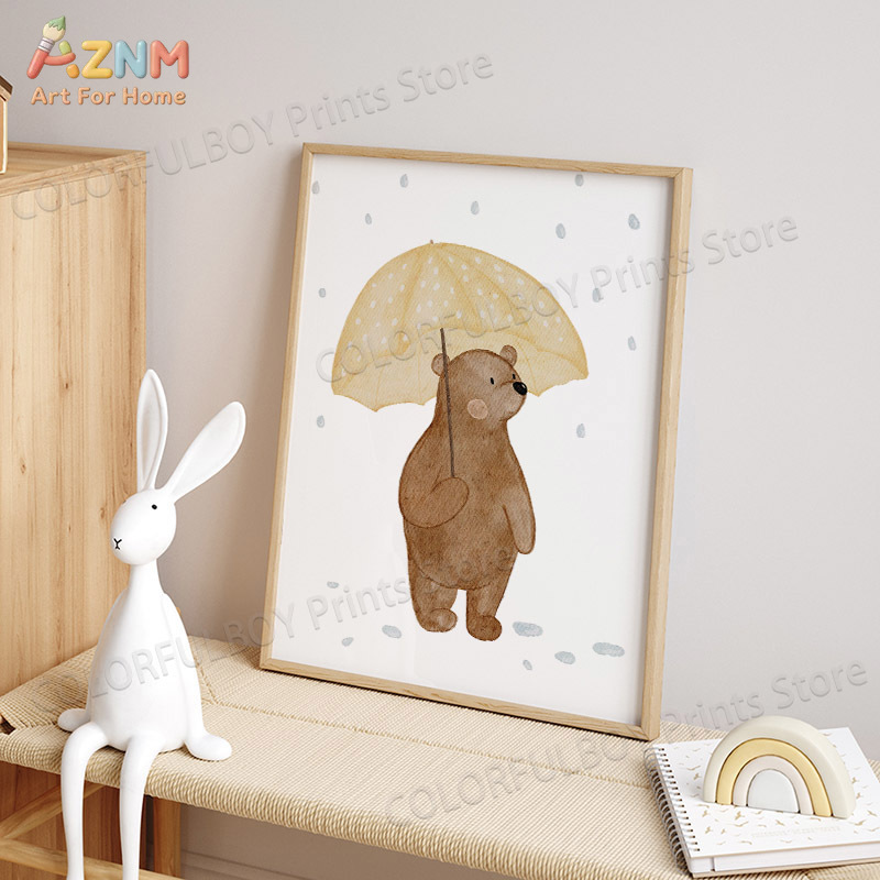 Boho Animals Bear Rabbit Hedge - огляд і ціна Baby Nursery Animal Prints