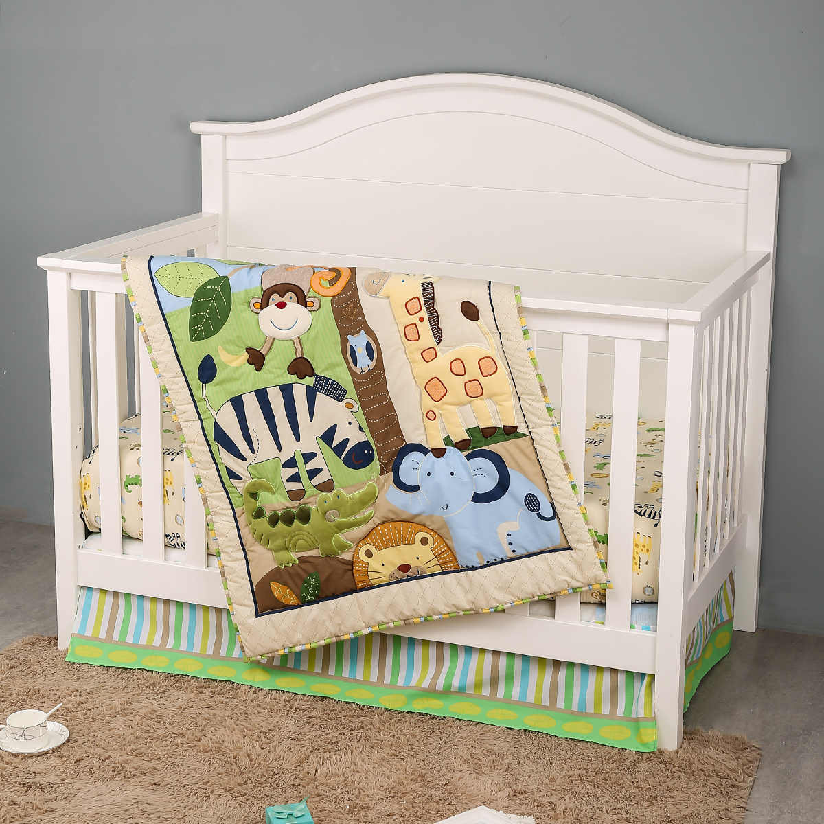 3Pcs Embroidered baby crib bed - огляд і ціна Baby Nursery Bedding Sets