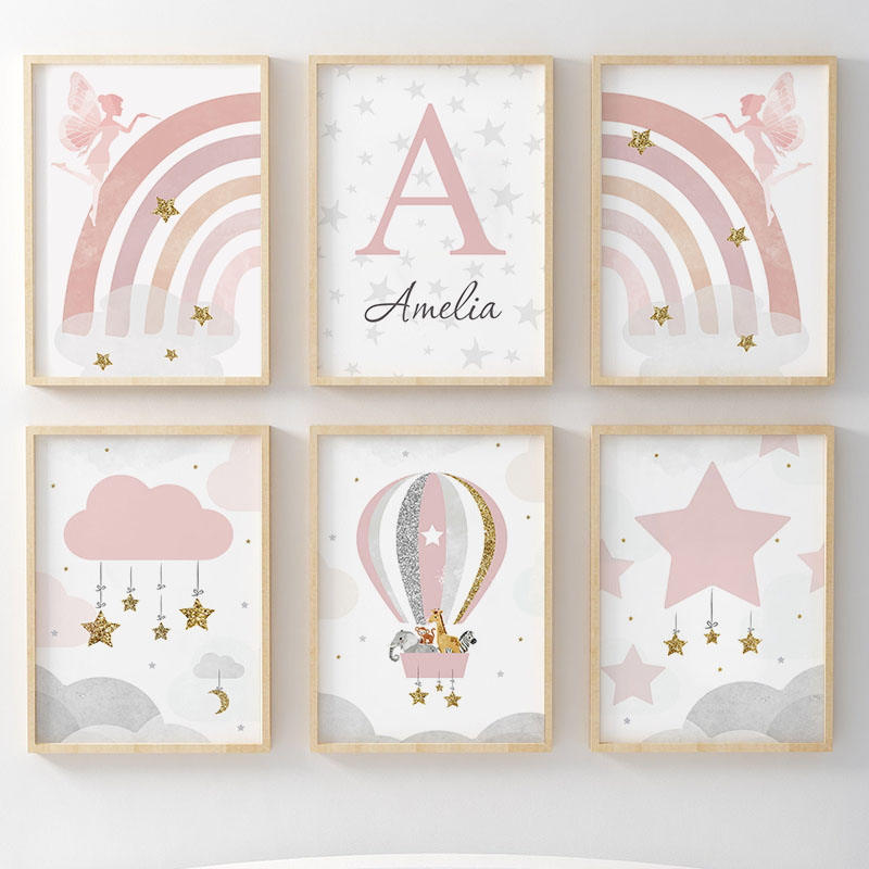 Pink Angel Girl Rainbow Wall A - огляд і ціна Baby Nursery Animal Prints