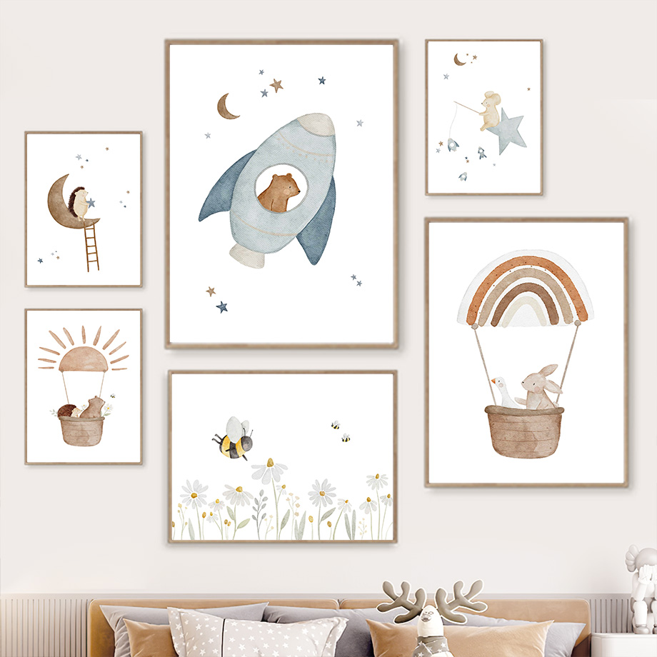 Cartoon Animals Nursery Wall A - огляд і ціна Baby Nursery Animal Prints