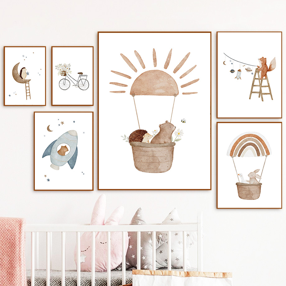 Cartoon Animals Nursery Wall A - огляд і ціна Baby Nursery Animal Prints